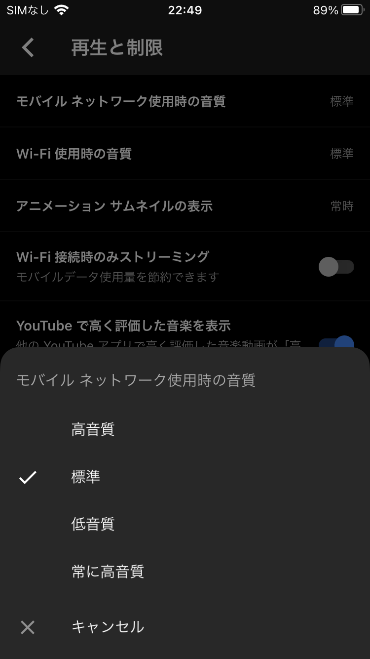 Youtube Musicの音質設定5